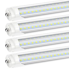 4PCS 5000K 8FT LED Tube Light Bulbs T8 72W FA8 Single Pin Garage LED Shop Lights