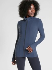 NWT Athleta Shanti Jacket in Powervita, Iron Blue SIZE S 405475 T0318