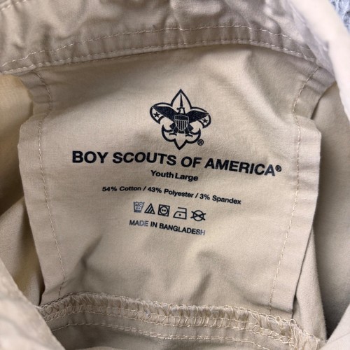 Boy Scouts of America BSA Youth Shirt Tan Large Vented Microfiber Sewn Patches - Picture 5 of 8