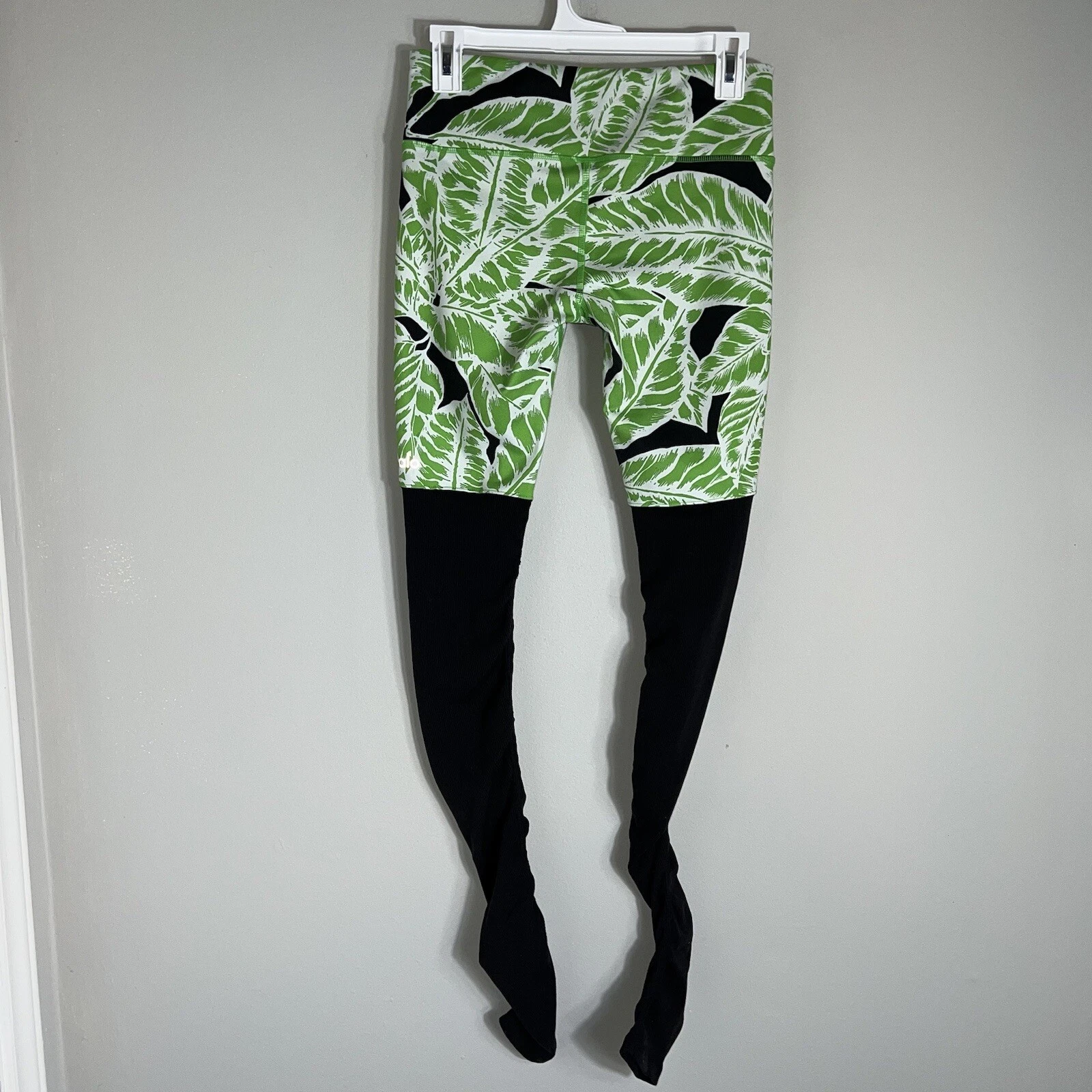 alo-yoga goddess palm beach print high rise ruched leggings