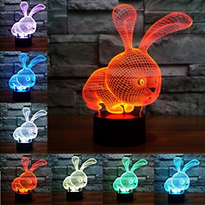 Kid Desk Decor Lamp Animal Panda 3D Illusion Remote Control 16 Color Night Light