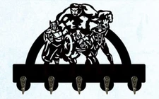 NEW Marvel Superhero Avengers Silhouette Decorative Wood Key Rack black 5 hooks