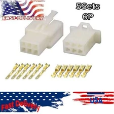 6 PIN WAY AUTOMOTIVE ELECTRICAL WIRE CONNECTOR MALE  AND FEMALE CABLE 5SET 6.3MM