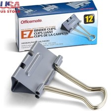 EZ Binder Clips Medium Metal Paper Clips Durable Organizer Office Supply 12ct US