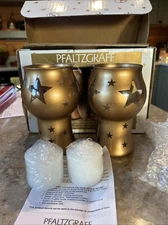 Vintage 1999 Pfaltzgraff Gold Star Mini Floating Candle Set In Original Box 