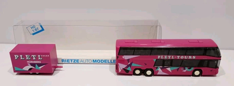 Lote de 2 autobuses Rietze escala HO vintage casi nuevos en caja completos con accesorios Foto 3 de 4