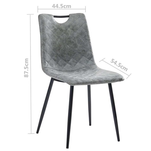 NNEVL Dining Chairs 2 pcs Dark Grey Faux Leather - Picture 8 of 8