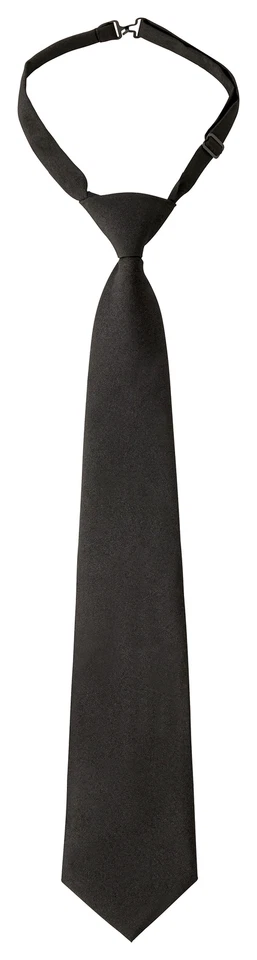 Verstellbare Krawatte vorgebunden mit Verschluss Security Schlips schwarz Binder - Bild 1 von 4