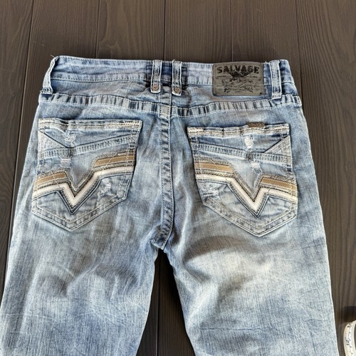 Salvage Supply Co Mayhem Athletic Fit Jeans 32x32 Blue Stretch Premium Denim - Picture 14 of 18