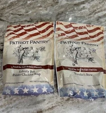 Patriot Pantry Travelers Stew & Liberty Bell Potato Cheddar Soup 4 Servings Each