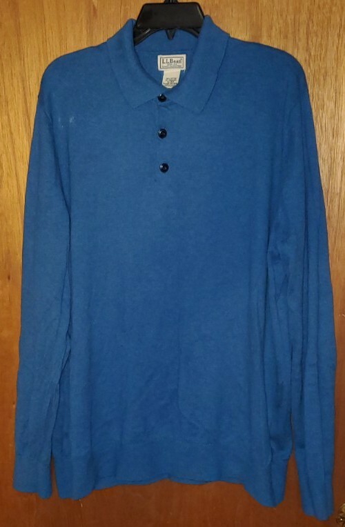 Mens Blue LLBean Cotton/ Cashmere Blend Three Button … Gem