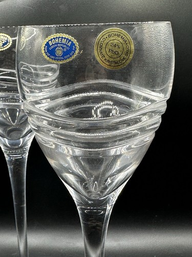 2 Vintage Bohemian Crystal Wine Glasses/Goblets 11” Tall - Picture 5 of 17