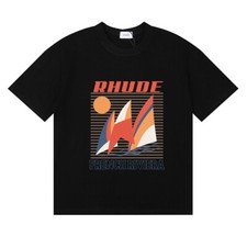 New RHUDE Men Women Printing Leisure Cotton Short Sleeve Polo T-Shirt M-2XL