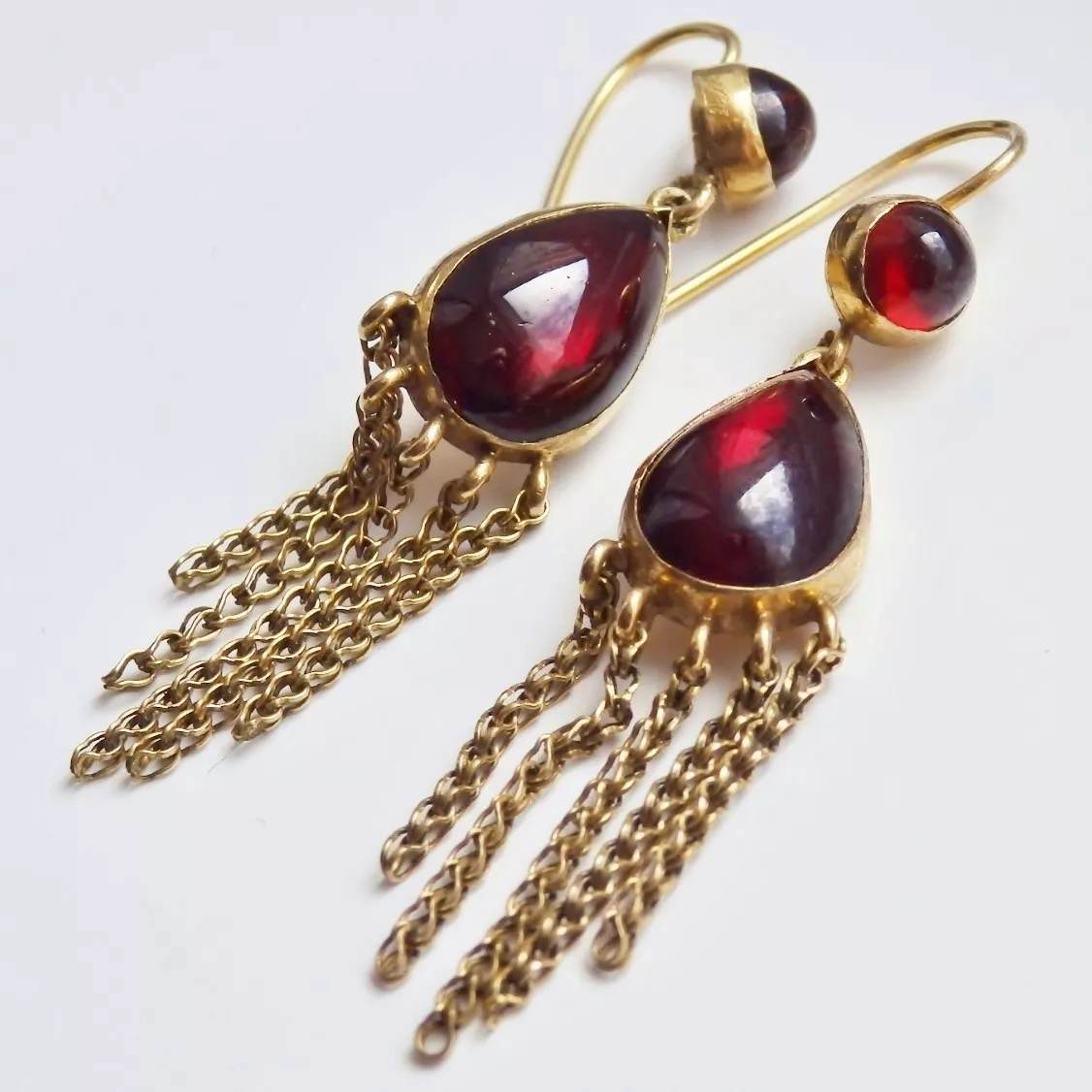 Stunning Antique Victorian 9ct Gold Garnet Tassel Fringe Drop