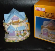 UIB 1994 PORCELAIN LIGHTED EASTER HOUSE "FLOWER SHOP BY FABRI CENTERS OF AMERICA