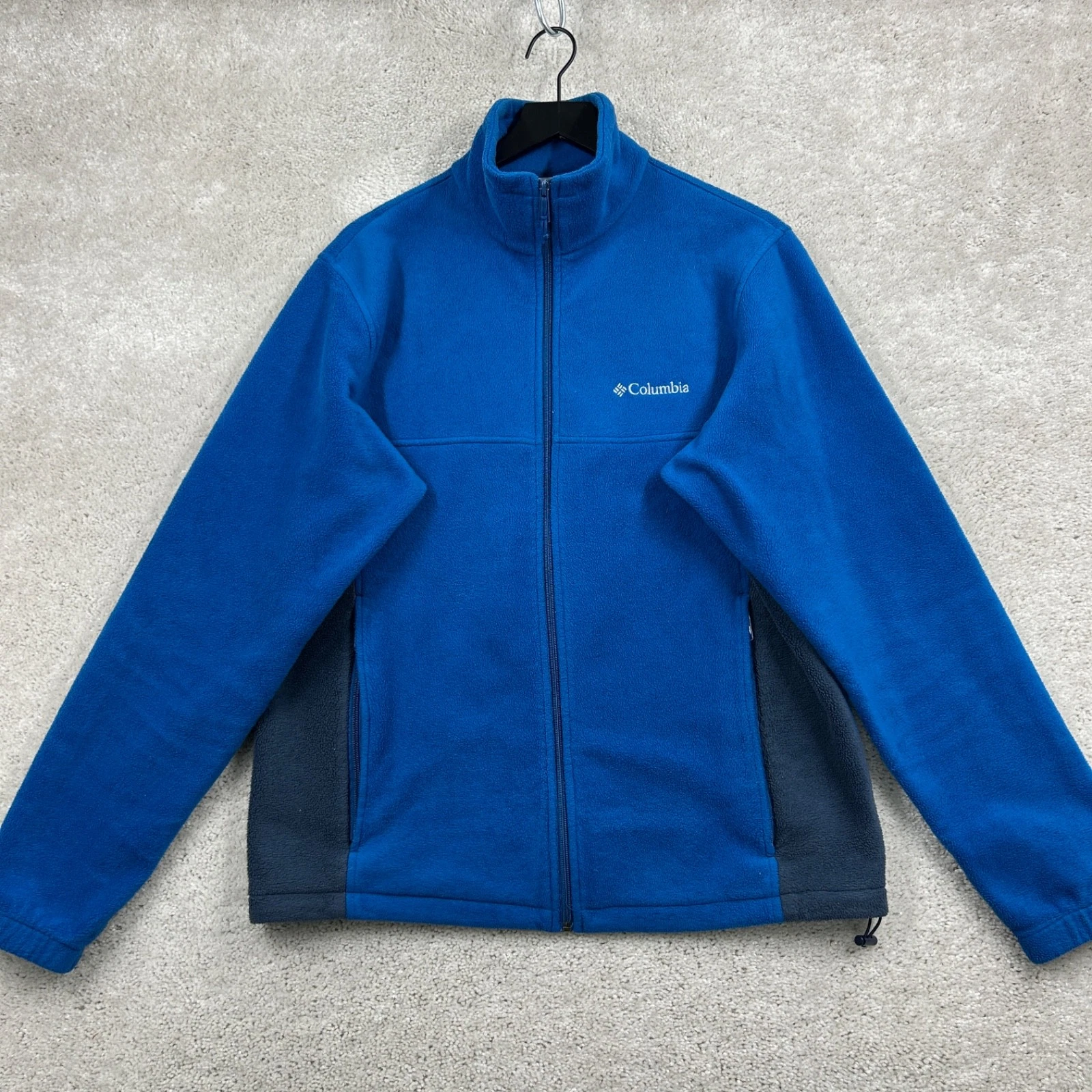 Columbia Fleece Windbreaker Mens Medium Blue Long Sleeve Full Zip Benton Spring