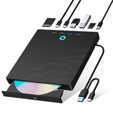 External CD/DVD Drive 8in1 USB 3.0 Portable DVD Burner Player SD/TF Ports