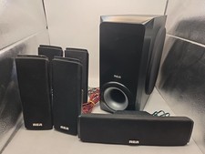 RCA RTD317W Compact 5 Speaker Set Subwoofer. Surround Sound Home Theater.