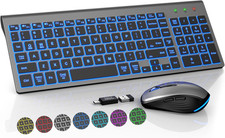 Wireless Keyboard and Mouse Combo Backlit - Compact Quiet Keyboard with RGB M...