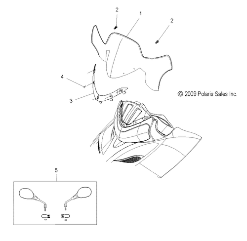 Polaris Handlebar Mirror Mount Assembly, Left, Genuine OEM Part 2633522, Qty 1 - Picture 1 of 1