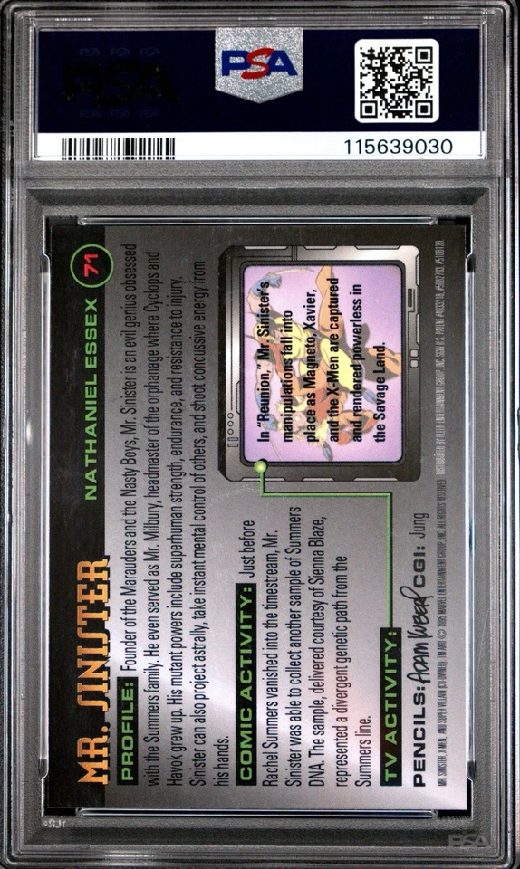 1995 Fleer Ultra X-Men All Chromium Mr. Sinister #71- PSA 10 - Image 2 of 2