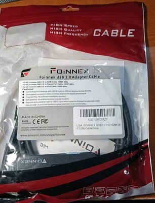 Foinnex USB 3.0 to HDMI Cable 6FT 1080P Adapter Cord New