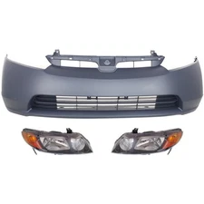 Bumper Kit Includes Headlights For 2006-2008 Honda Civic Sedan Front LH and RH