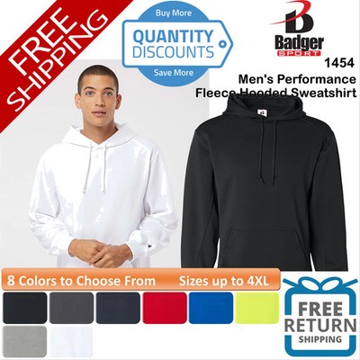   Badger Men Performance Fleece Hooded Sweatshirt Pouch Pocket Up To 3XL 1454