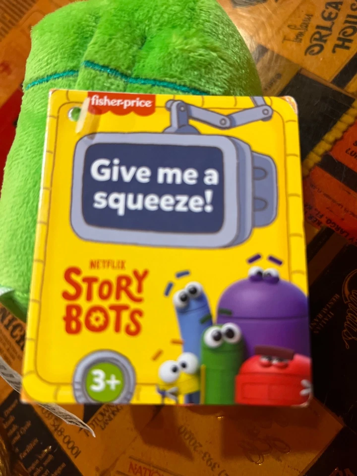 Fisher Price Story 机器人 会说话 5 英寸 毛绒填充动物玩具 罕见 绿色 — 第 2/3 张图片