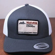 Haver Supply Hat Cap Mens Gray White Snapback Trucker Mesh Retro Nice Patch NEW
