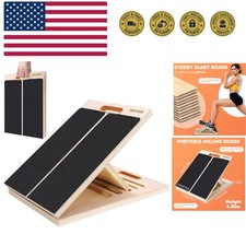 Slant Board for Calf Stretching, Adjustable Wooden Calf Stretcher Incline Boa...