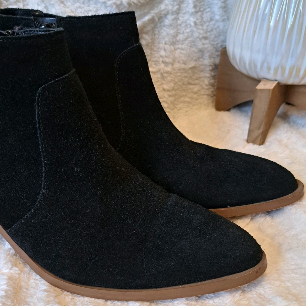 SAOLA Stivaletti Sole Society Nianya neri scamosciati stivaletti a punta in pelle taglia 8