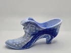Fenton Periwinkle Blue Slag Hobnail Glass Cat Shoe Slipper