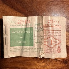 1957 British Motorcycle Fuel Ration Book Motor Cycle Over 250cc Chingford