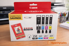 Canon 250 251 Ink Cartridge PGI250 CLI251 Paper Combo Pack NEW Genuine OEM