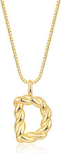 Initial Necklaces for Women Trendy,14K Gold Plated A-Z Pendant Bubble Letter Nec