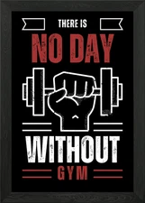 No Day Without Gym Motivation Framed Wall Art Poster Canvas Print Picture