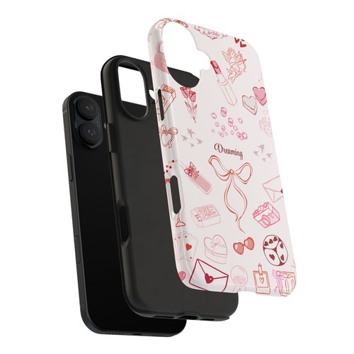 Cute Pink Tough Phone Cases, Red Graphics, Girly Protective Case. - 第 17/108 張圖片