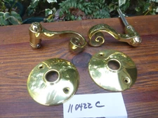 Vintage Antique 4 PC Brass Door Hardware Handle Rosette Set 110422 C