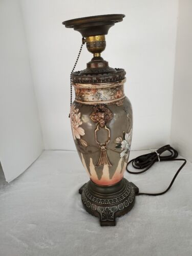 Vtg Nippon Japanese Satsuma Style Moriage Table Lamp Late 1800's Needs Rewired - Picture 4 of 24