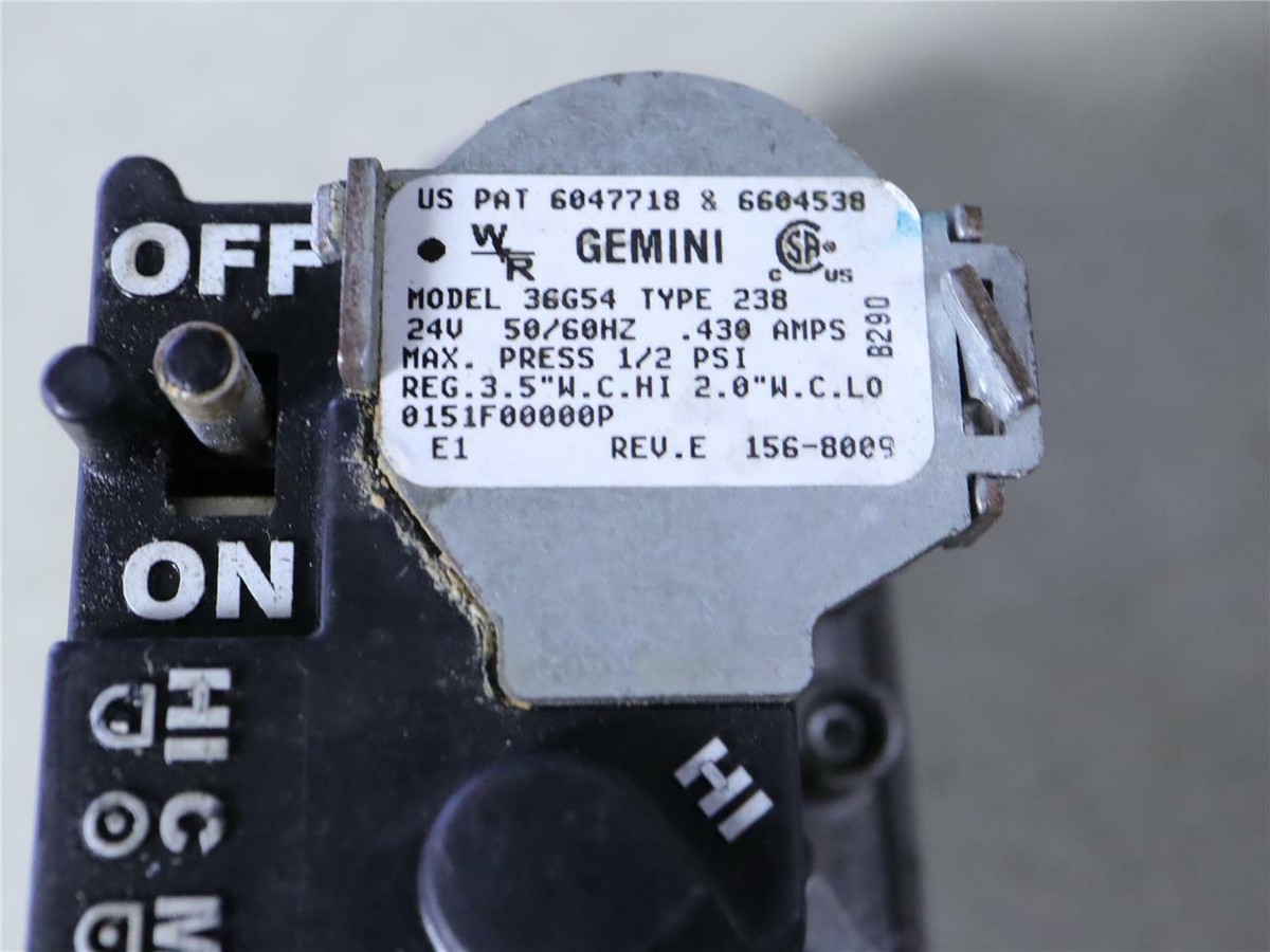White Rodgers GEMINI 36G54 238 HVAC Furnace Gas Valve | eBay