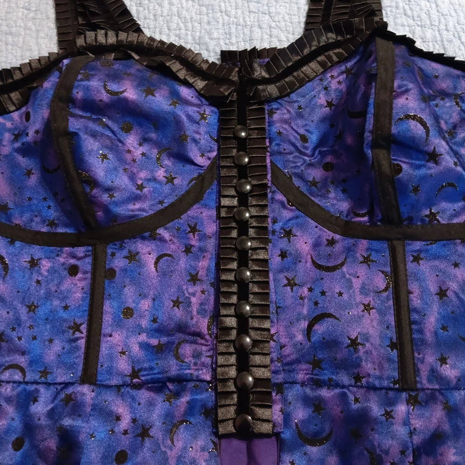 Фиолетовый черный кружевной бюстье лунные звезды на молнии бурлеск стимпанк эмо Y2K виккан  - Изображение 2 из 4