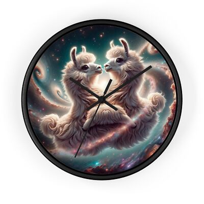 Home Decor Wall Clock Llamas In Love Space Dance Art