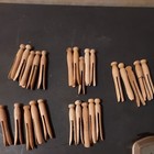 Lot Of 25 Assorted Vintage/ Antique  Wooden Clothes Pins Rounded Flat Wood 4" — photo 1