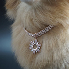 Necklace for dogs  Dog Rhinestone Rose Gold Tone Charm Necklace  Dog jewelry