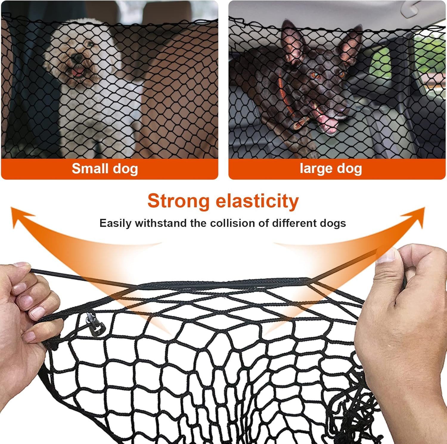 Car Dog Net Barrier 47" Pet Restraint Net Vehicle Safety Backseat Divider