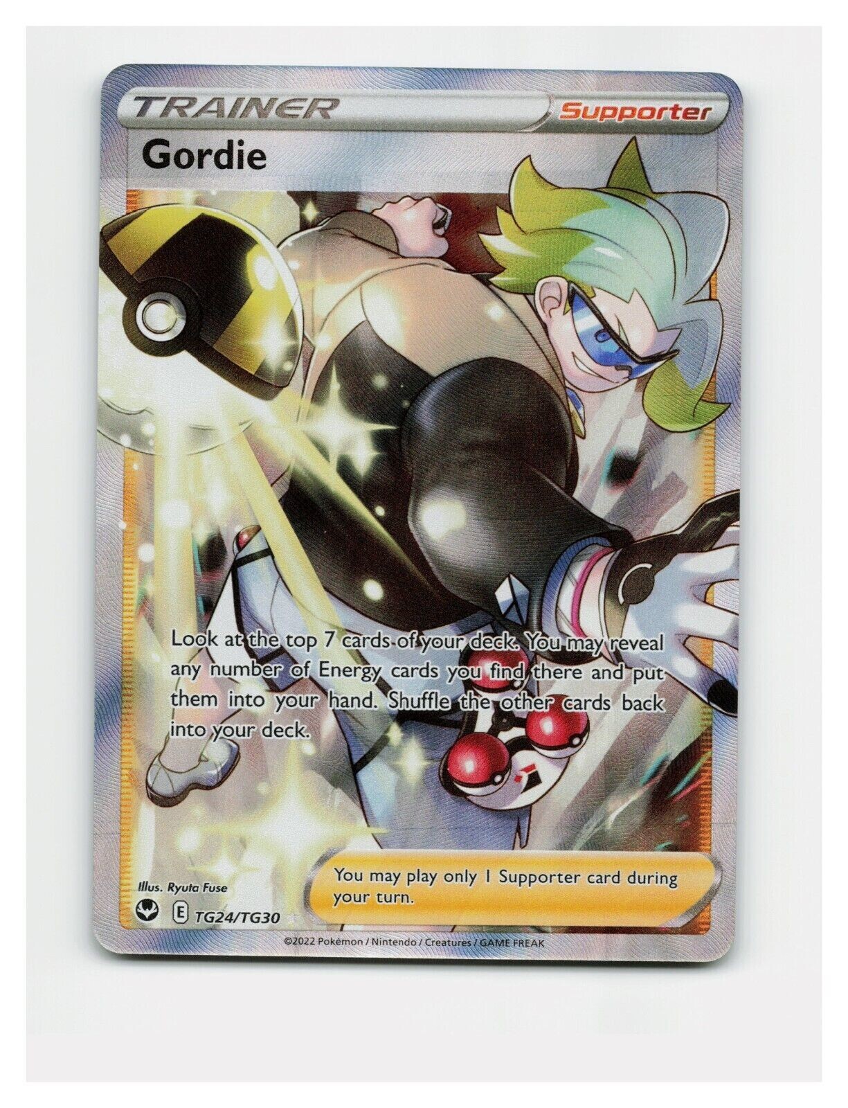 Gordie TG24/TG30 - Full Art Pokemon Card Silver Tempest Full Art Supporter NM
