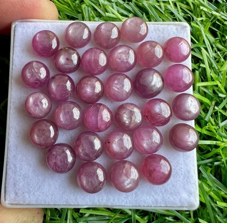 Natural Pink Ruby Sheen Sapphire 7mm Round Cabochon 10Pcs Lot Ruby Sapphire - Image 2 of 3