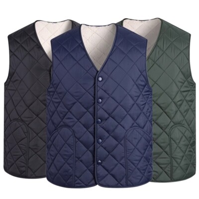 Herren Gepolsterte Steppweste Fleece Ärmellose Weste Körperwärmer Winter Warm
