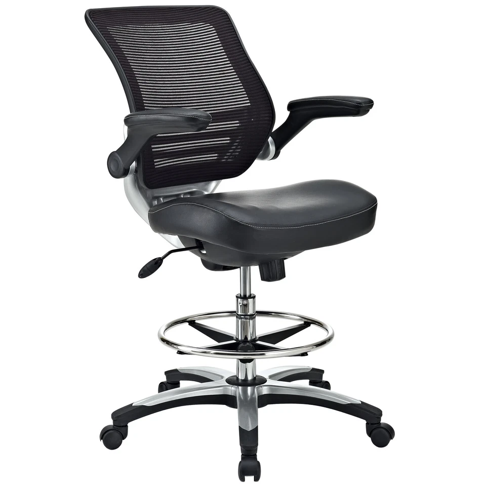 Modway Ergonomic Adjustable Swivel Mesh Tall Office Desk Drafting Chair in Black - Image 2 of 4